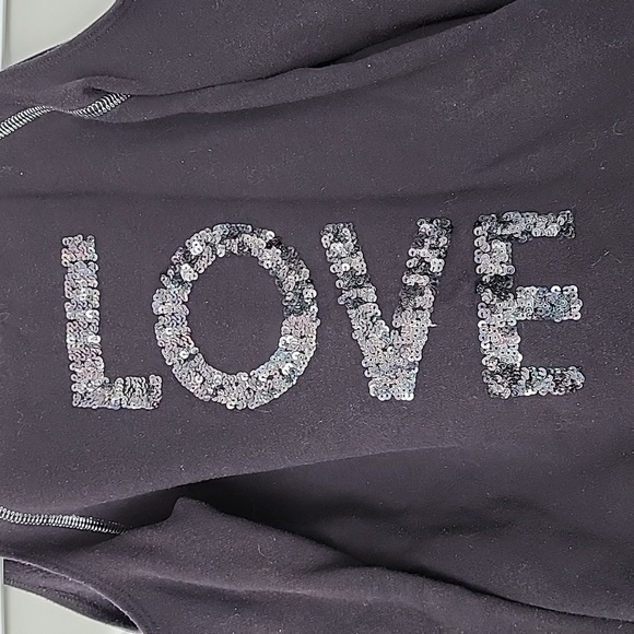 The children's place black cold shoulder sweatahirt medium 7 8 - Picture 2 of 5